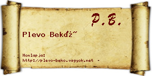 Plevo Bekő névjegykártya